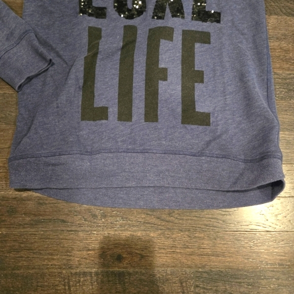 Victoria's Secret Y2K VTG LUXE LIFE Bling Scoop Neck Tunic Sweatshirt- SZ Small - Picture 3 of 10